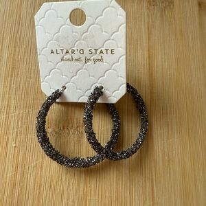 Altar'd State Glittering Hematite Hoop Earrings